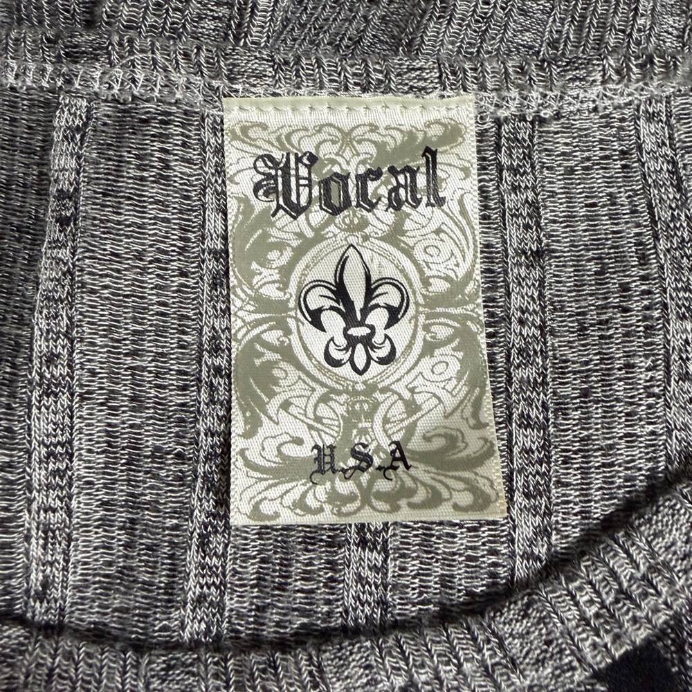 Vocal Embellish Boho Gray & Black Lace Hi-Lo Tunic Top Size L - Whimsigoth Style - Picture 8 of 9